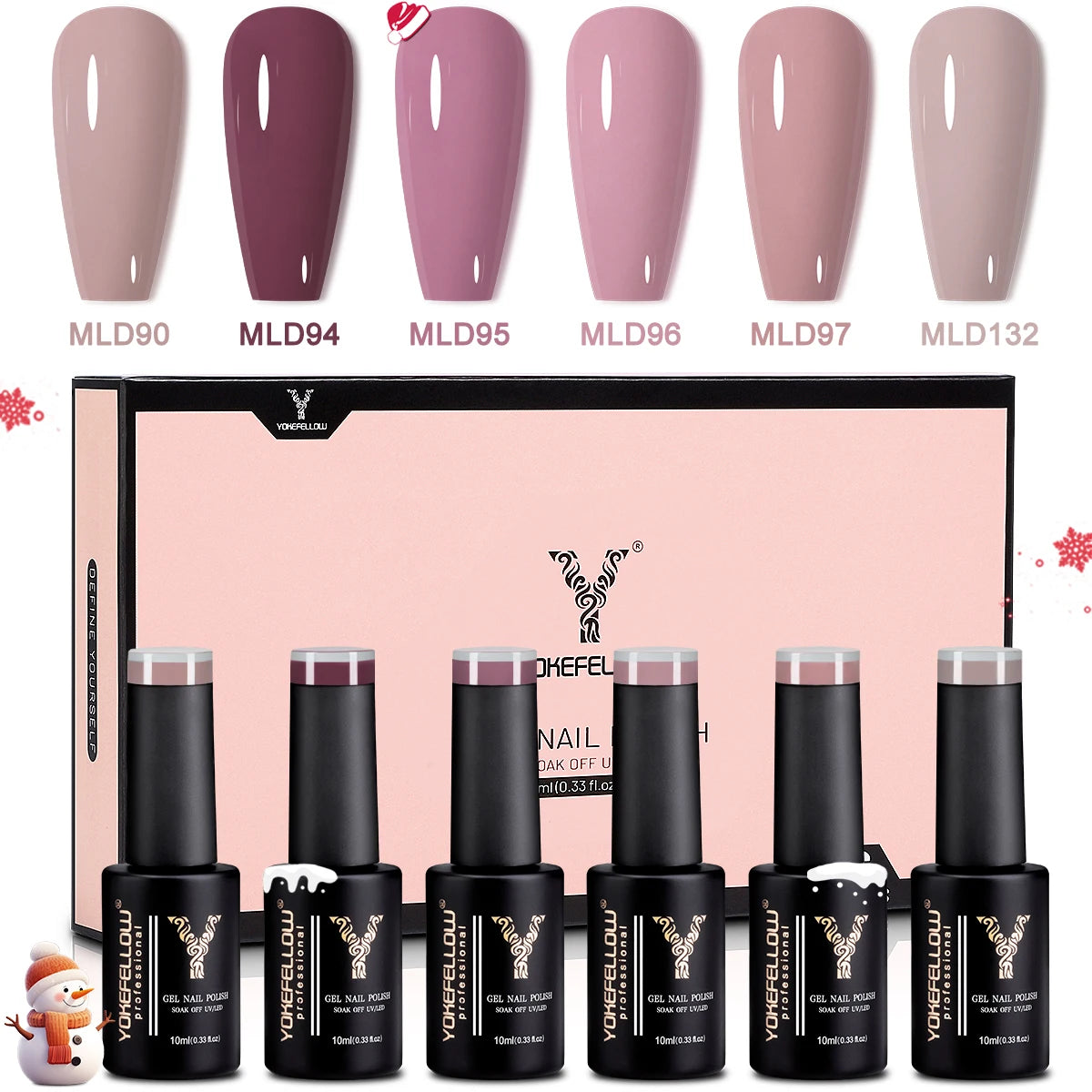 YOKEFELLOW Gel Nail Polish Set 10ml 6Pcs Green Soak Off UV LED Cure Gel Varnish for Nail Art Manicure DIY St. Patrick's Day