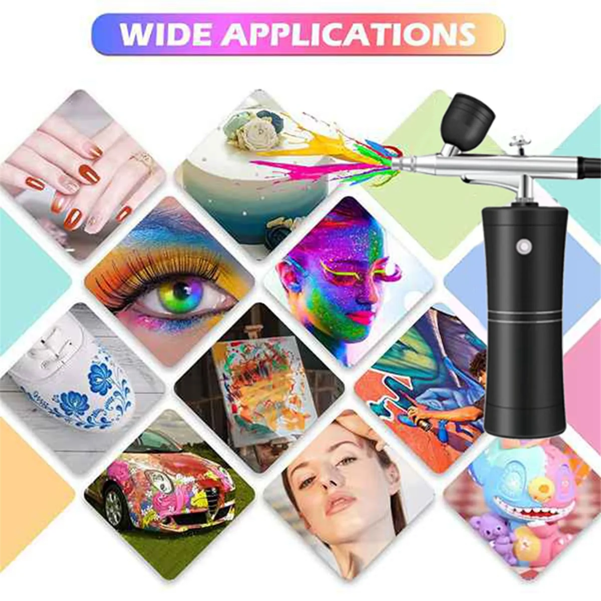 ABQR Airbrush Kit Cordless Mini Airbrush with Compressor Set with 0.3mm Nozzle Portable Makeup Oxygen Machine A