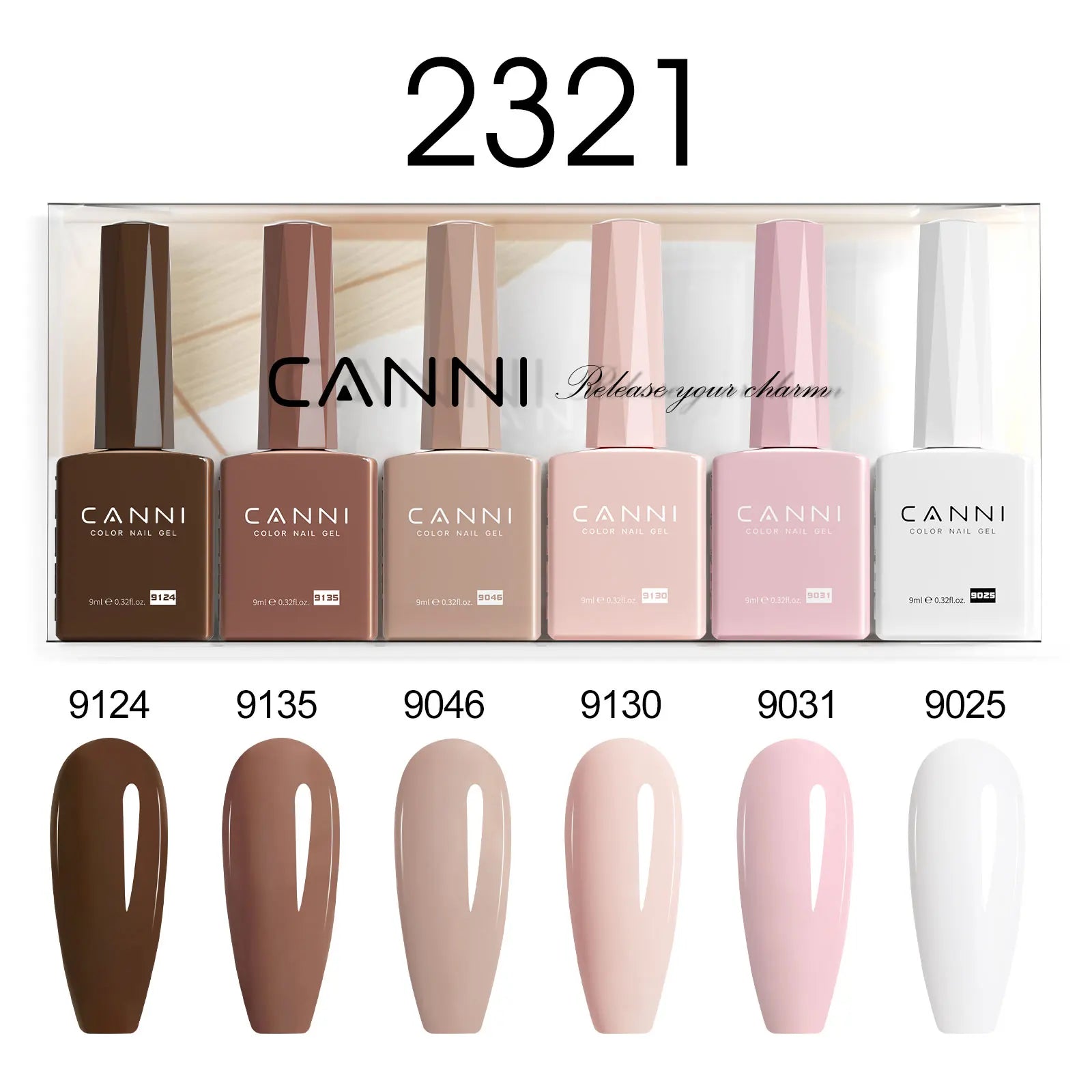 CC7 CANNI Nail Gel Polish VIP Kit 9ml HEMA FREE Soak Off UV LED Gel Nail Semi Permanent Glossy Diamond Top Coat Set 6/30pcs Set