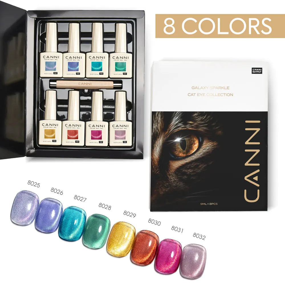 CANNI Diamond Sparkle Glitter Nail Gel Polish Kit Cat Eye Gel Nail Manicure Soak Off UV LED Super Texture Great Coverage Gel Set