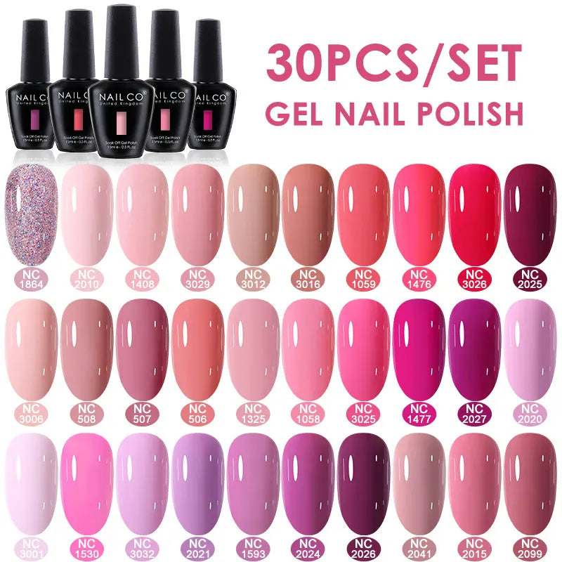 NAILCO 20/30Pcs Fluorescent Color Gel Nail Polish Set Semi Permanent UV LED Varnish Nail Art Design Soak Off Nail Gel Set 15ml