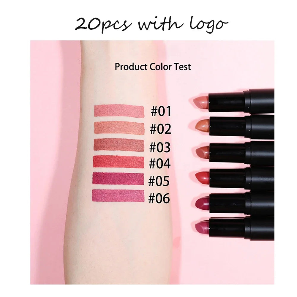 Custom 6colors Matte Black Tube Lipstick Non Stick Cup Long Lasting Waterproof Velvet Not Fading Sexy Red Lipstick Bulk Makeup