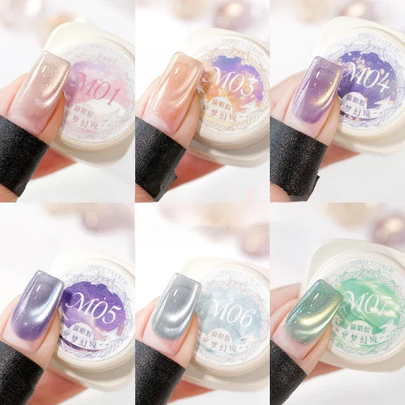8 Colors Clear Cat Eye Nail Gel Polish Jelly Crystal UV Soak Off Gel Varnish Magnetic Nail Art Gel Lacquer All for Manicure 5ml