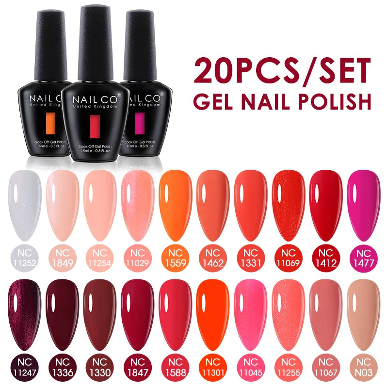 NAILCO 15ml 20/30pcs Gel Nail Polish Set Spring Summer Color UV Gel Nail Art All For Manicure  Gel Paint For DIY Professionals