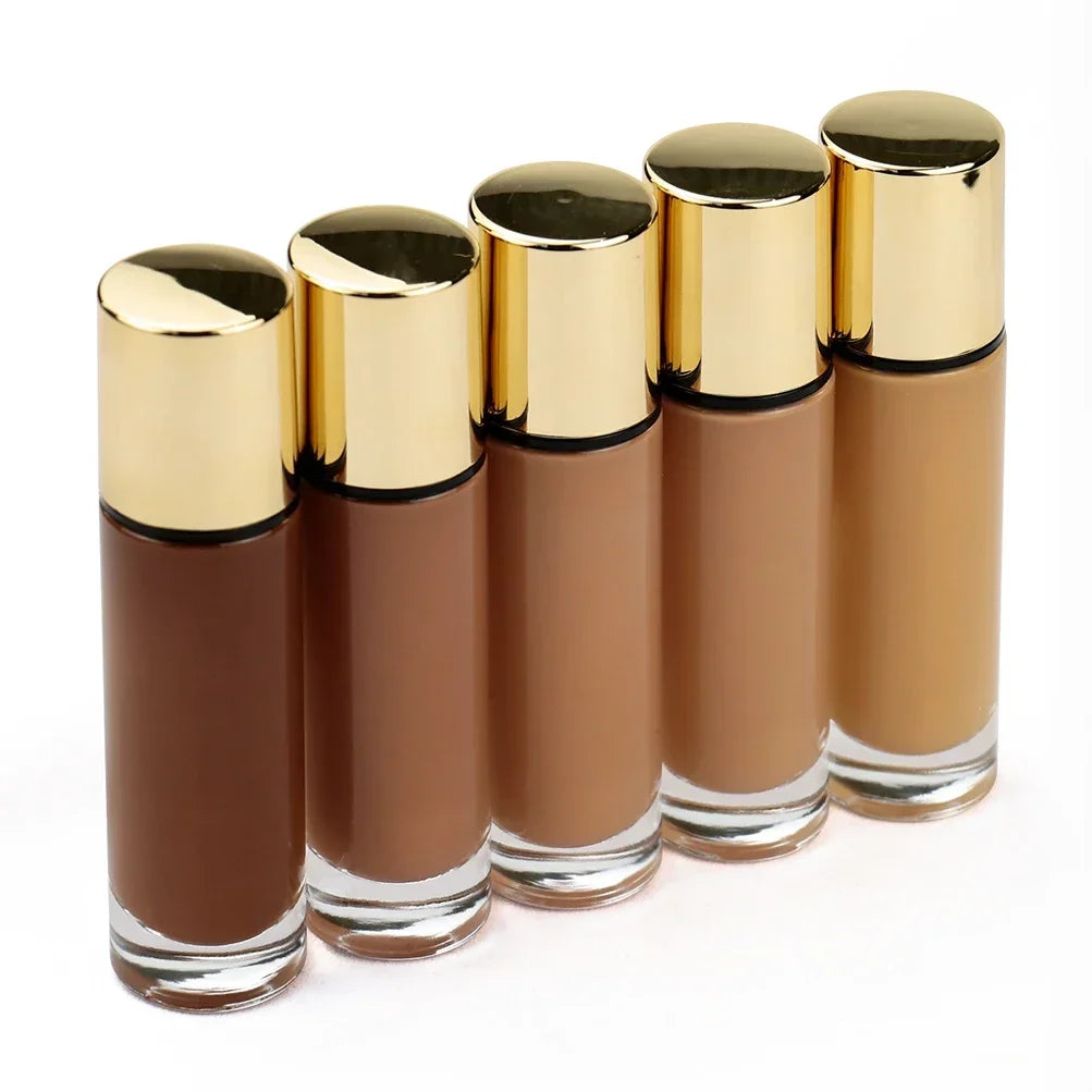 Round Bottle 12 Color Matte Moisture Waterproof All Kinds Skin Private Label Liquid Foundation Custom Base Make Up Bulk Makeup