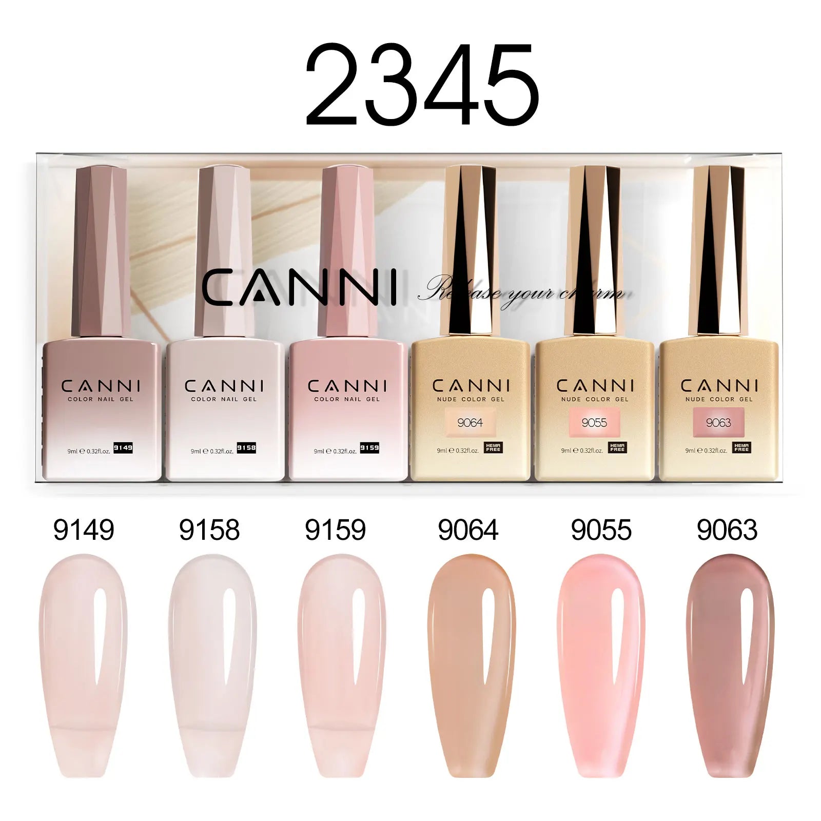 CANNI HEMA FREE Nail Gel Polish VIP Kit Jelly Amber Color Collection Semi Permanent French Nail Gorgeous Color 9ml*6pcs/set
