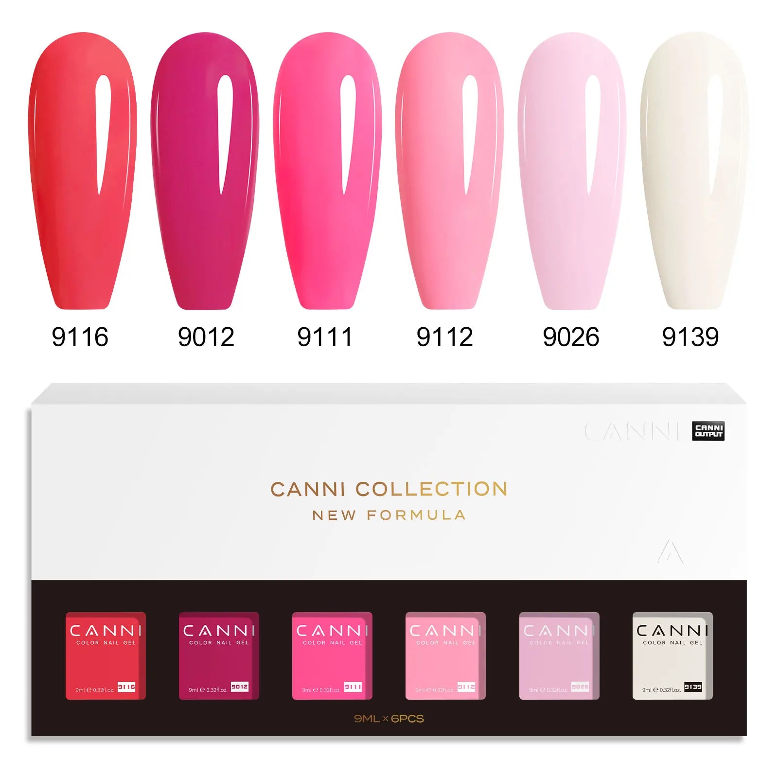 CANNI HEMA FREE Nail Gel Polish VIP Kit Jelly Amber Color Collection Semi Permanent French Nail Gorgeous Color 9ml*6pcs/set