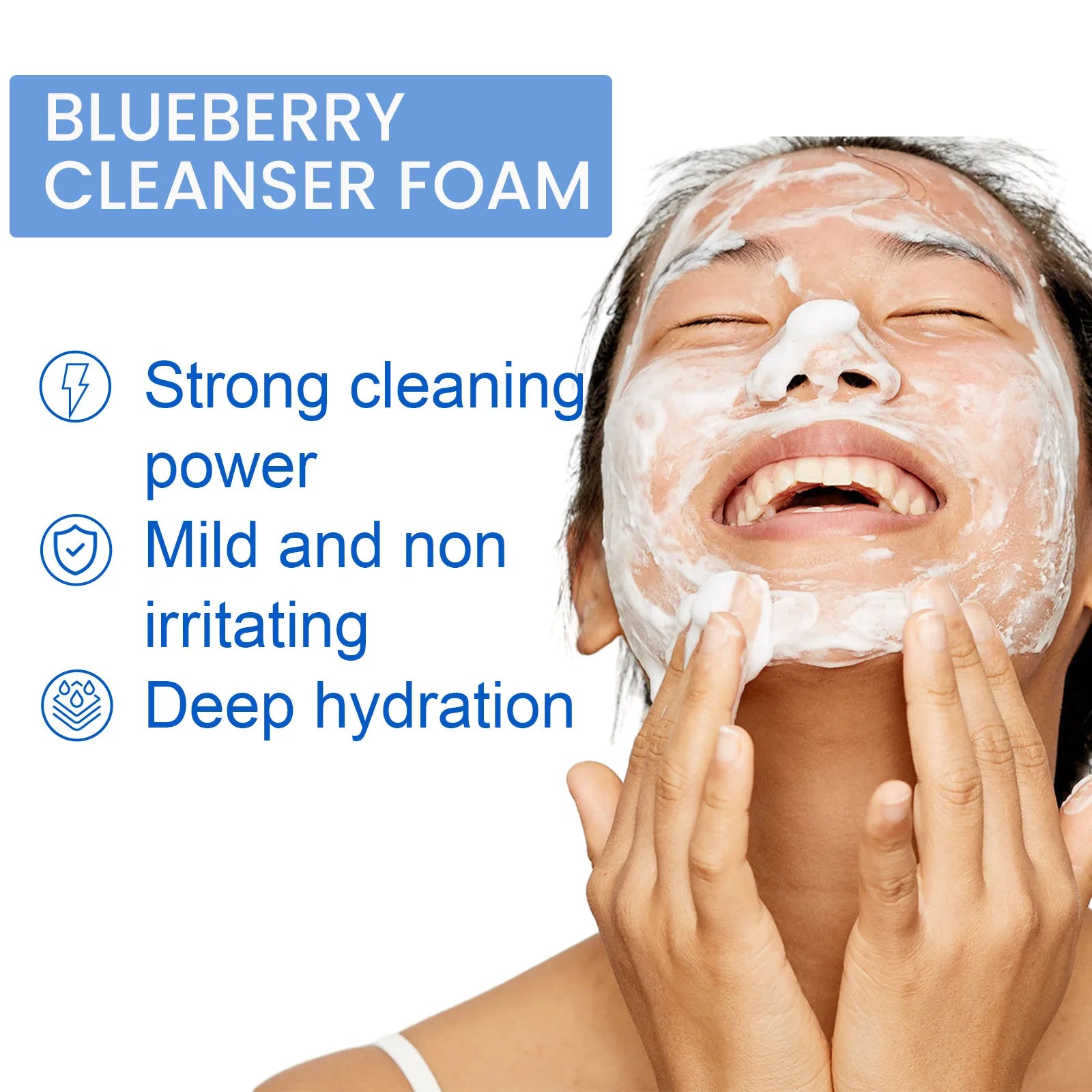 Blueberry Facial Cleanser with Pump Head Deep Cleansing Exfoliation Shrink Pores Scrub Moisturizing Oil Control Face Skin Care
