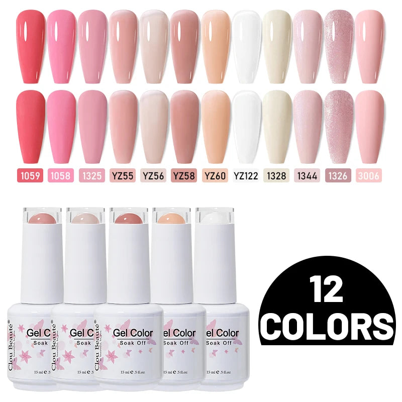 Clou Beaute 10/12/20/24pcs Gel Nail Polish Set Color 15ml White Glass Bottle Nail Art Kit Semi Permanent Gellack Nail Varnish