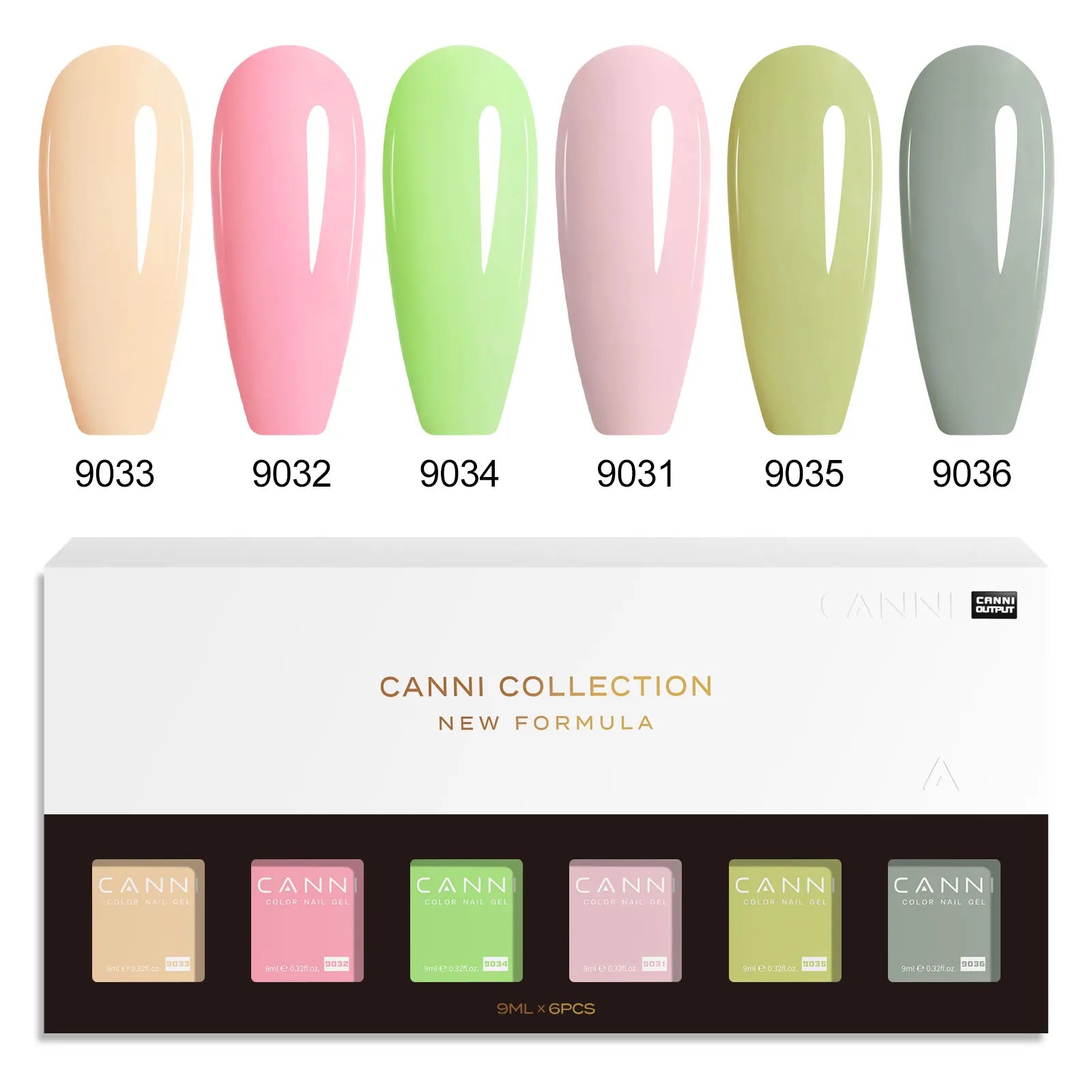CANNI HEMA FREE Nail Gel Polish VIP Kit Jelly Amber Color Collection Semi Permanent French Nail Gorgeous Color 9ml*6pcs/set