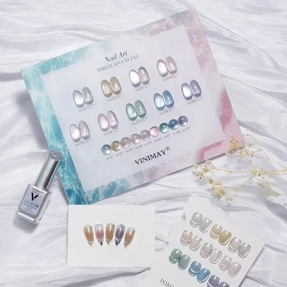 VINIMAY High Quality Porcelain Magnetic Gel Nail Set With Color Card Luxury Cat's Eye Gel Soak Off UV LED Nail Varnish UV Gel