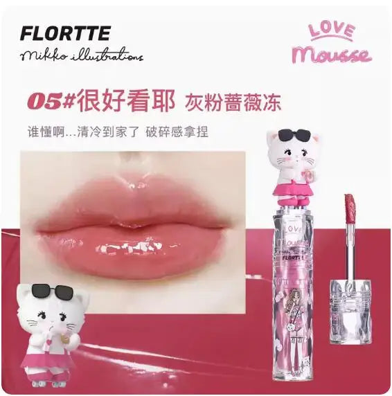 FLORTTE&MIKKO Mirror Lip Glaze Waterproof Translucent Lipstick Korean Makeup Lipgloss Lip Plumper Gloss, Moisturizing Lip Oil