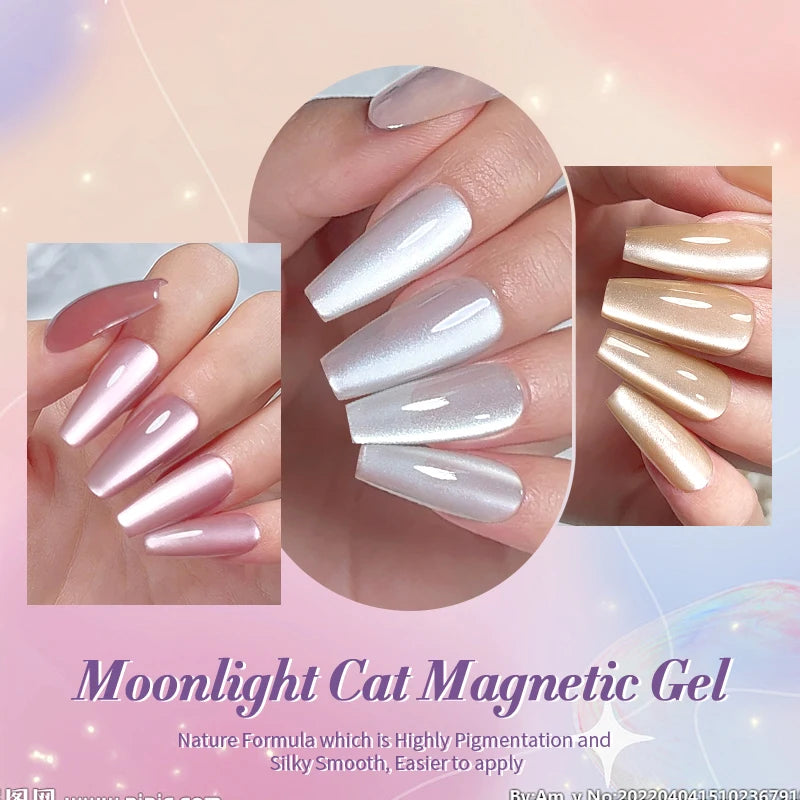 BORN PRETTY Sparkling Moonlight Cat Magnetic Gel Polish Set Semi Permanent Soak Off Crystal Gel Nail Polish Kit For Nail Art DIY
