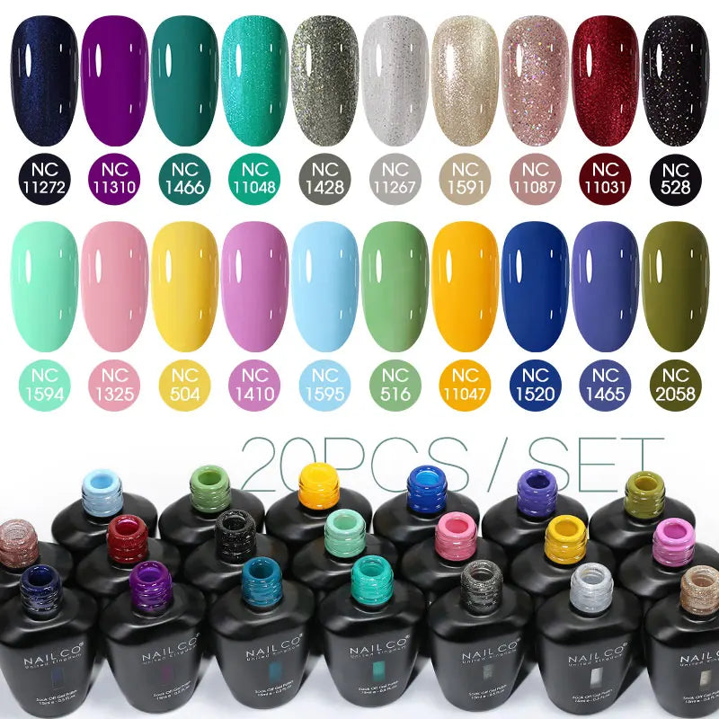 NAILCO 20/30Pcs Fluorescent Color Gel Nail Polish Set Semi Permanent UV LED Varnish Nail Art Design Soak Off Nail Gel Set 15ml