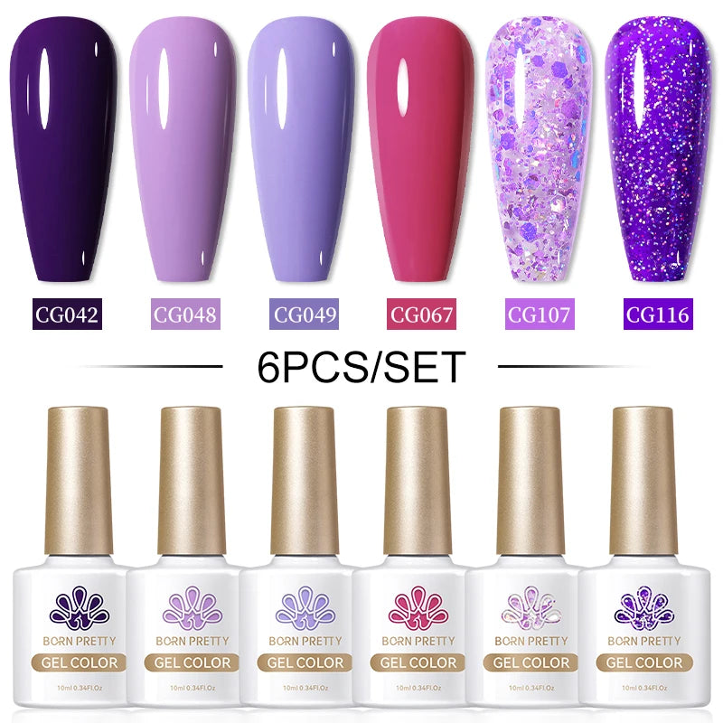 BORN PRETTY 6PCS Gel Polish Set 9D Polaris Cat Magnetic Soak Off UV LED Polish DIY Nail Art Manicure Varnish Base Top Coat