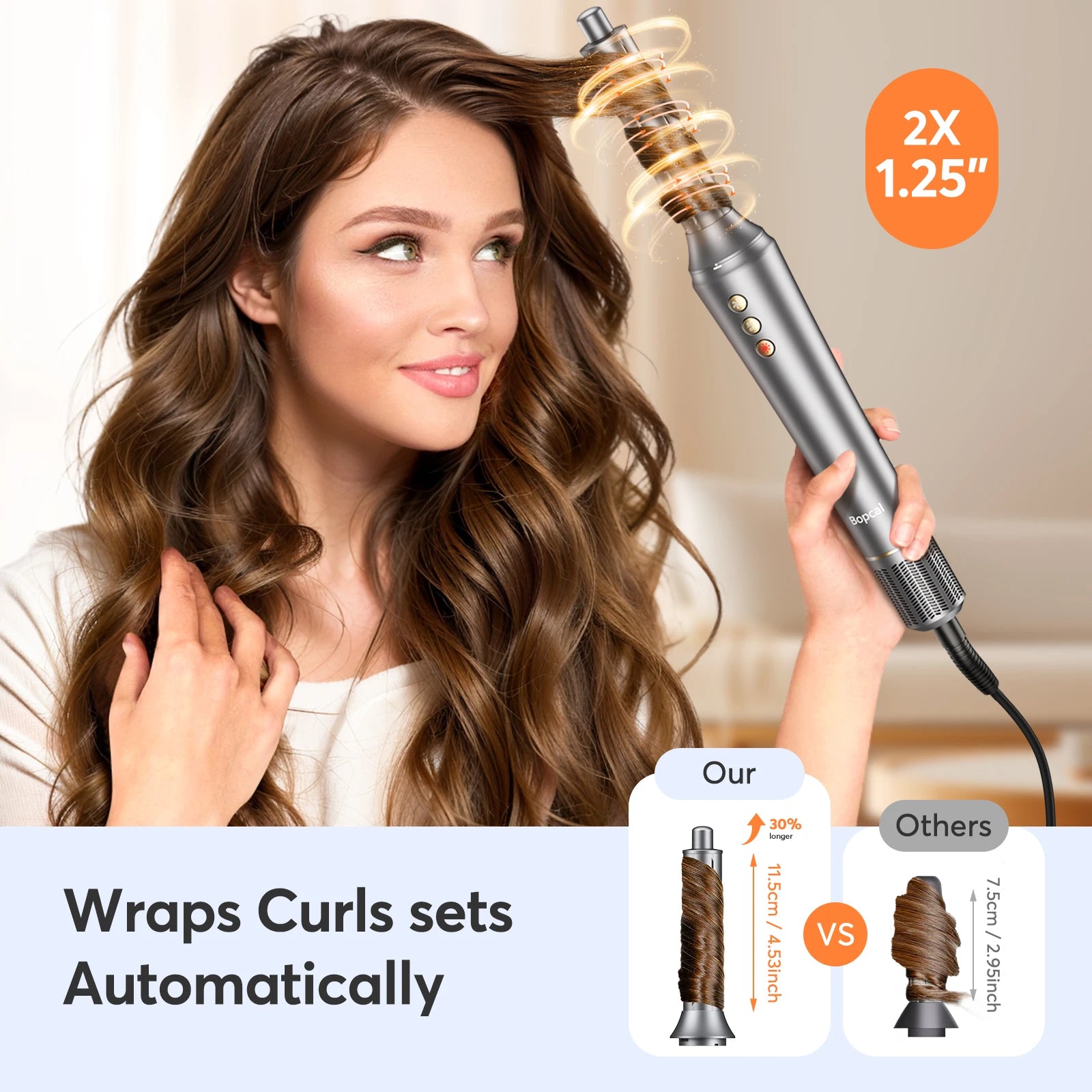 Bopcal 5 In 1 Hair Dryer Hot Air Comb Electric Hair Curling Iron