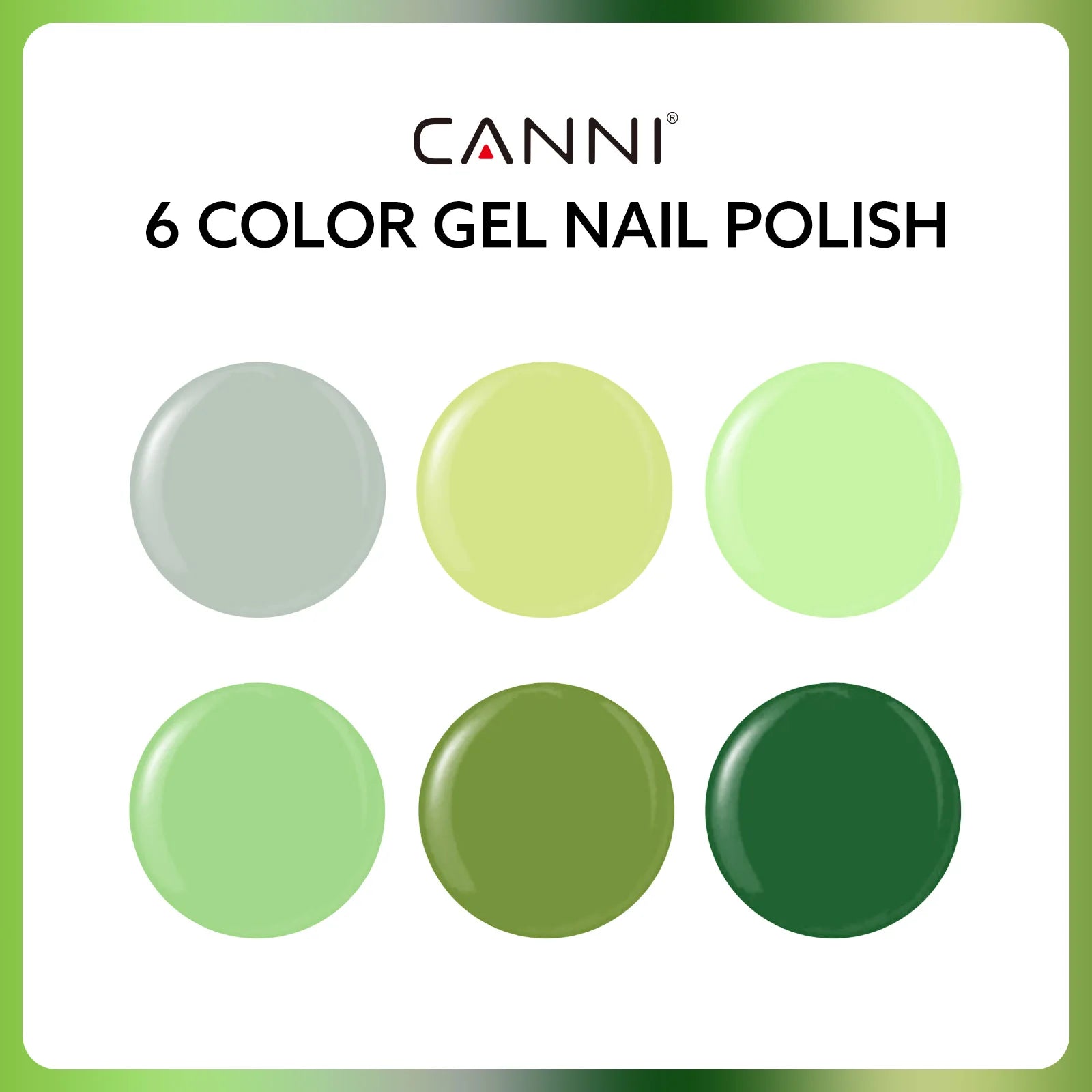 CANNI 6pcs/Lot 9ml HEMA FREE Green Nail Gel Polish UV LED Colorful Long-lasting Forest Fern Fusion Kit Nail Gel Colors Set-2314
