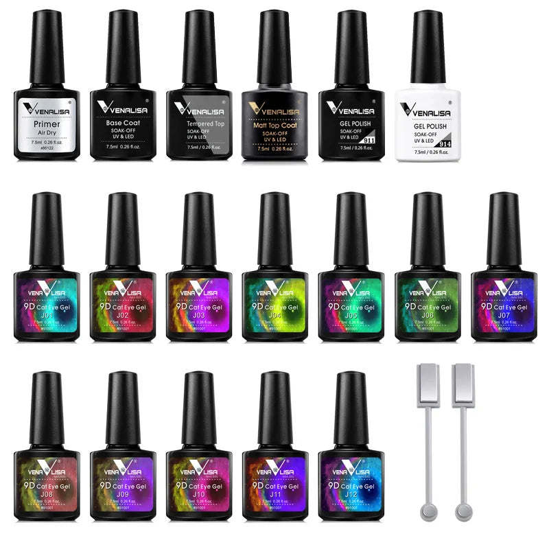 Venalisa 7.5ml Newest Nail Art Design Manicure Enamel 9D Cat Eyes Magnetic Gel Polish Kit Gel Nail Polish Lacquer Varnish