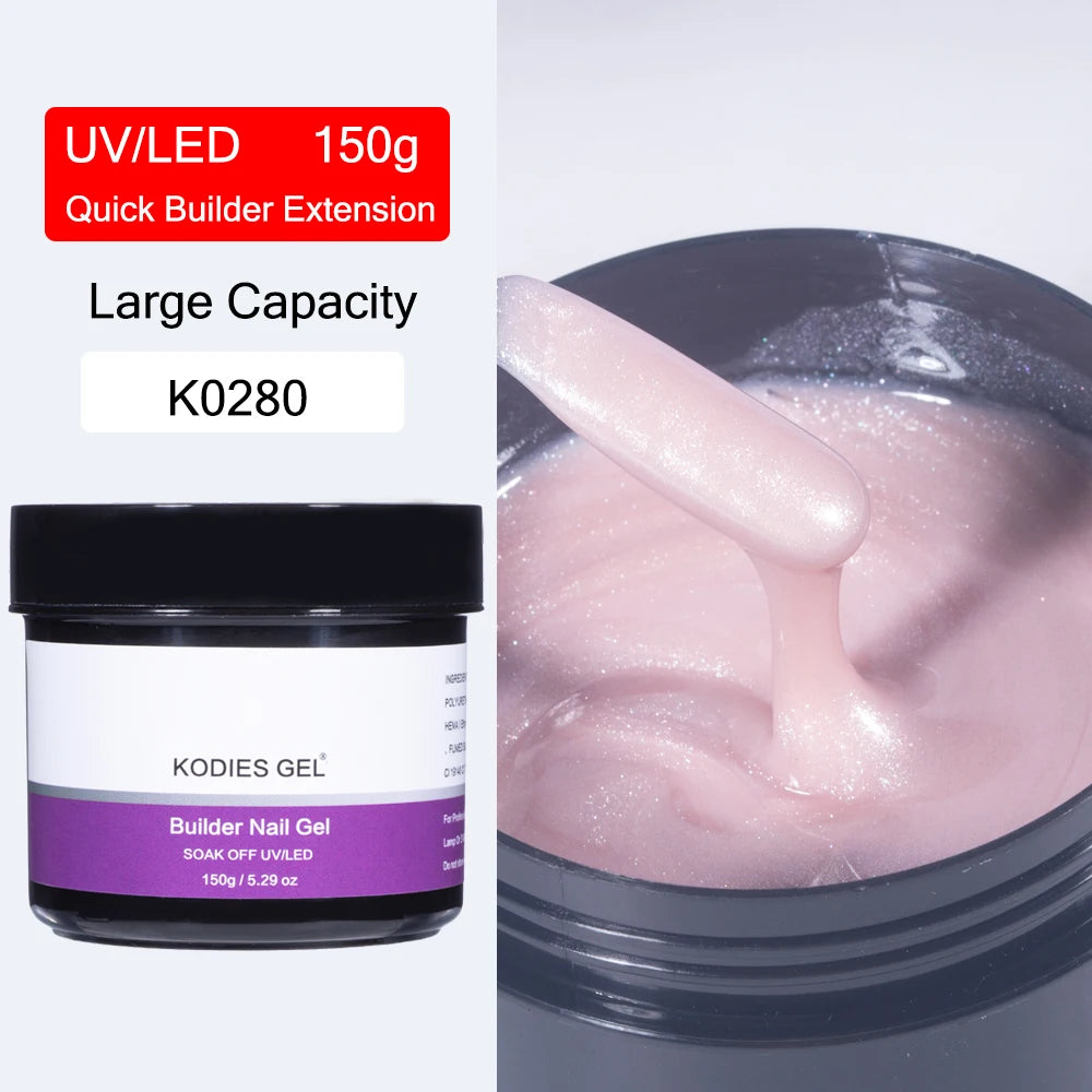 KODIES GEL 150g Builder Nail Gel for Extension Semi Permanent UV Aurora Construction Poly Gellak for Nail Art Manicure Design