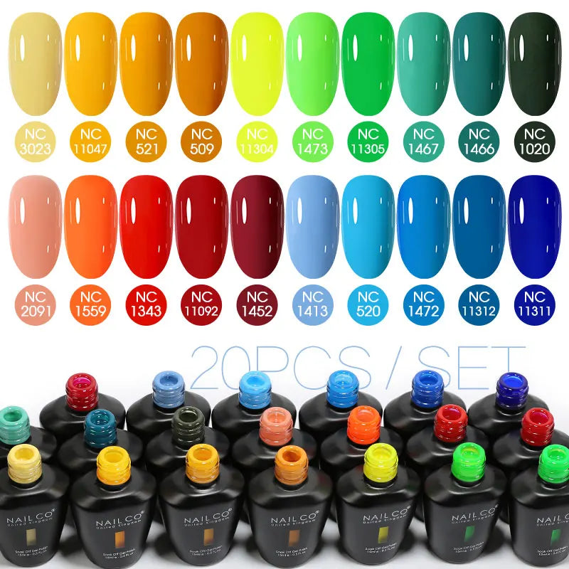 NAILCO 20/30Pcs Fluorescent Color Gel Nail Polish Set Semi Permanent UV LED Varnish Nail Art Design Soak Off Nail Gel Set 15ml