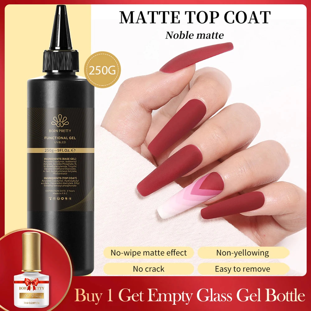 BORN PRETTY 250g Clear Nude 2 In 1 Rubber Base Gel Functions Gel and Color Gel Self-leveling Gel Protecting Natural Nails