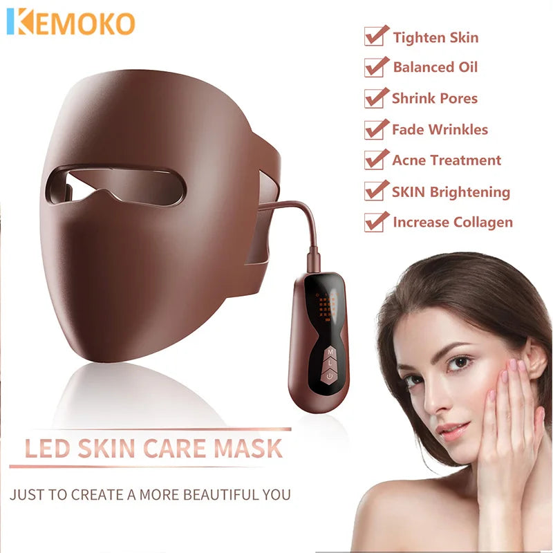 4D Silicone Face LED Mask Silicone Gel SPA Red Light Therapy for Face Neck Photon NIR Light Skin Rejuvenation Anti Wrinkle Acne