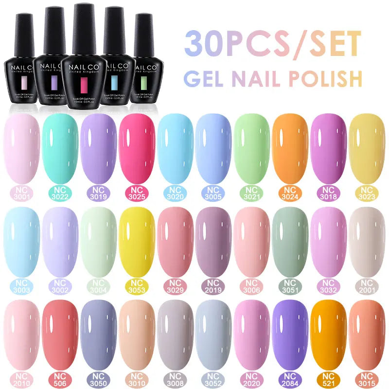 NAILCO 20/30Pcs Fluorescent Color Gel Nail Polish Set Semi Permanent UV LED Varnish Nail Art Design Soak Off Nail Gel Set 15ml