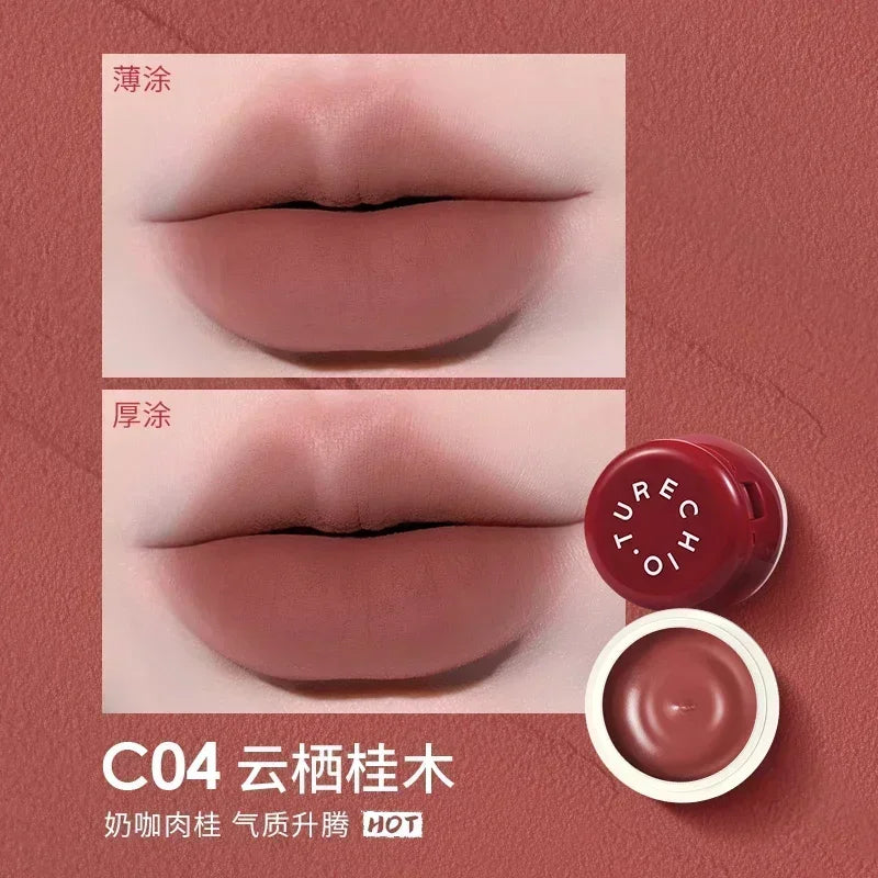 CHIOTURE Cosmetics 3IN1 Canned Lip Mud Velvet Blush Cream Matte Long Lasting Moisturizing Non Sticky Lipstick Cheeks Cute Makeup