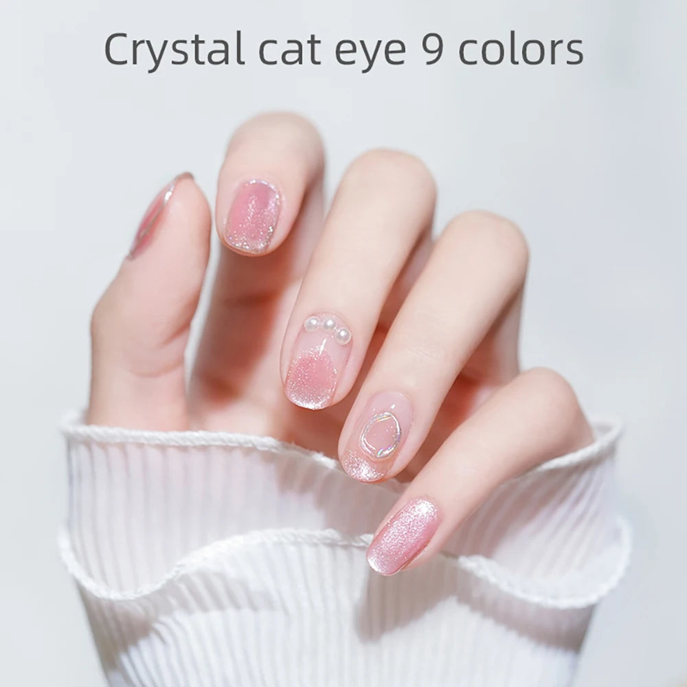 Vendeeni 9 Color/Set Crystal Cat Eye Gel Nail Polish Semi Permanent UV LED Gel Lacquer Magnetic Cat Eye Gel Varnish For Nail Art