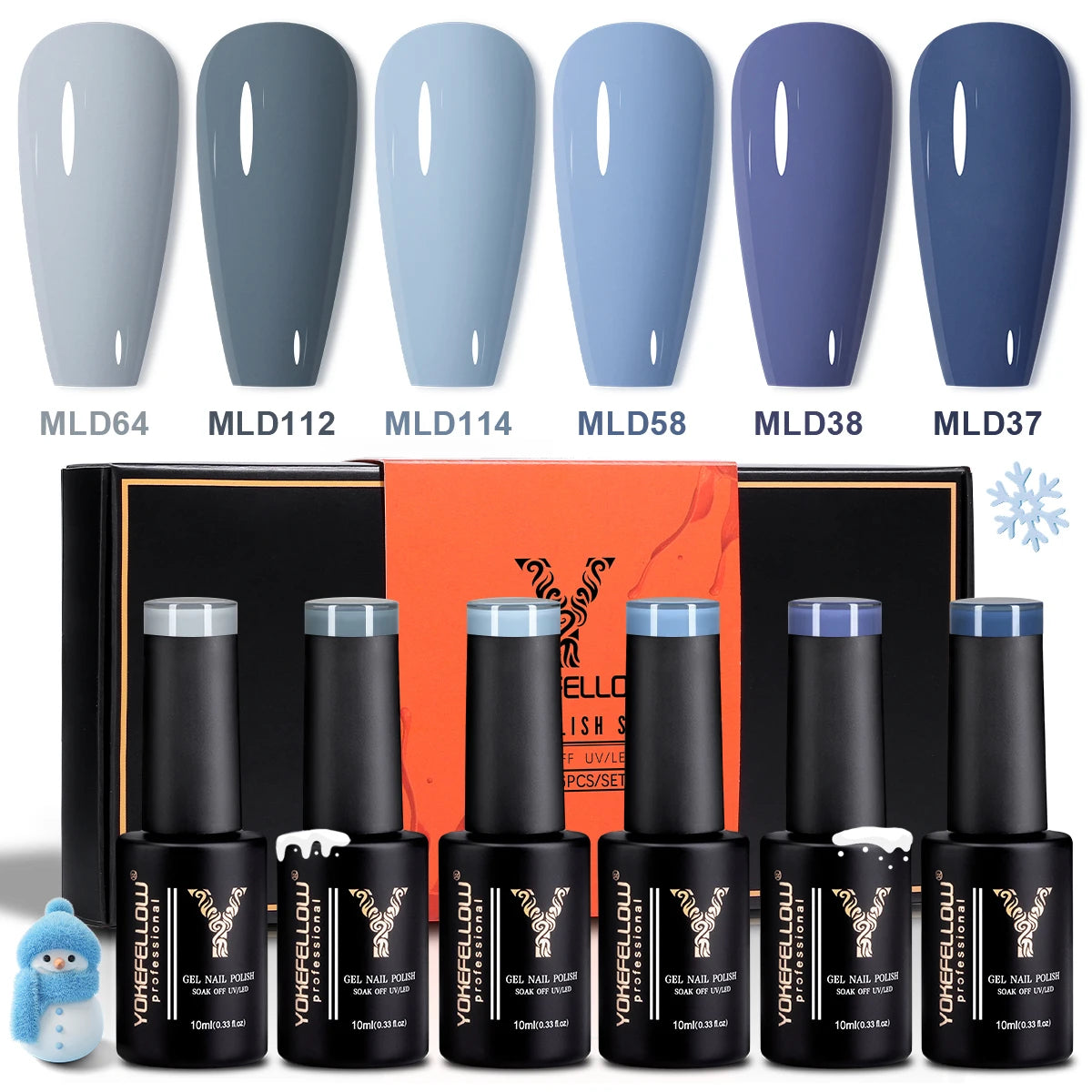 YOKEFELLOW Gel Nail Polish Set 10ml 6Pcs Green Soak Off UV LED Cure Gel Varnish for Nail Art Manicure DIY St. Patrick's Day