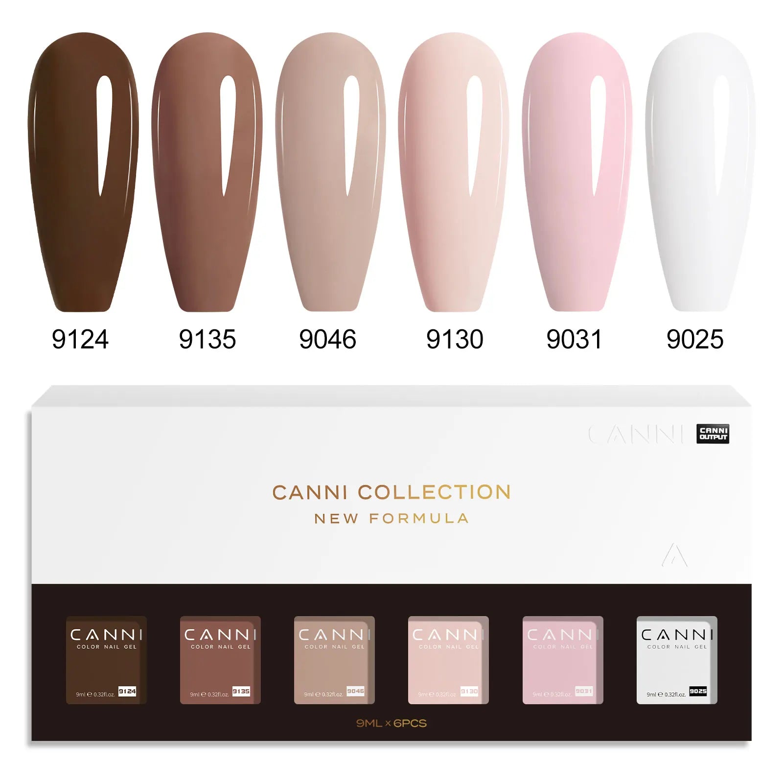 CANNI HEMA FREE Nail Gel Polish VIP Kit Jelly Amber Color Collection Semi Permanent French Nail Gorgeous Color 9ml*6pcs/set