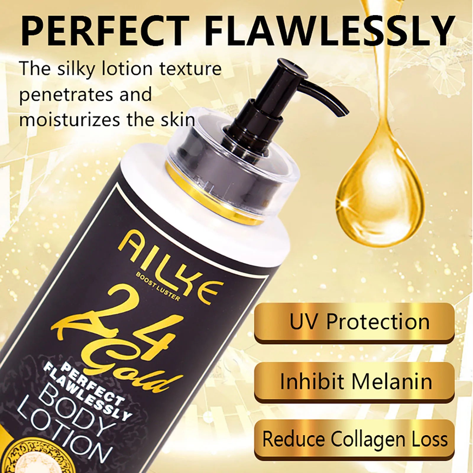 AILKE 24K Whitening Skin Care Set, Lightening, Remove Black Spots, Melanin, Stains, Even Skin Tone, Moisturizing, for All Skin