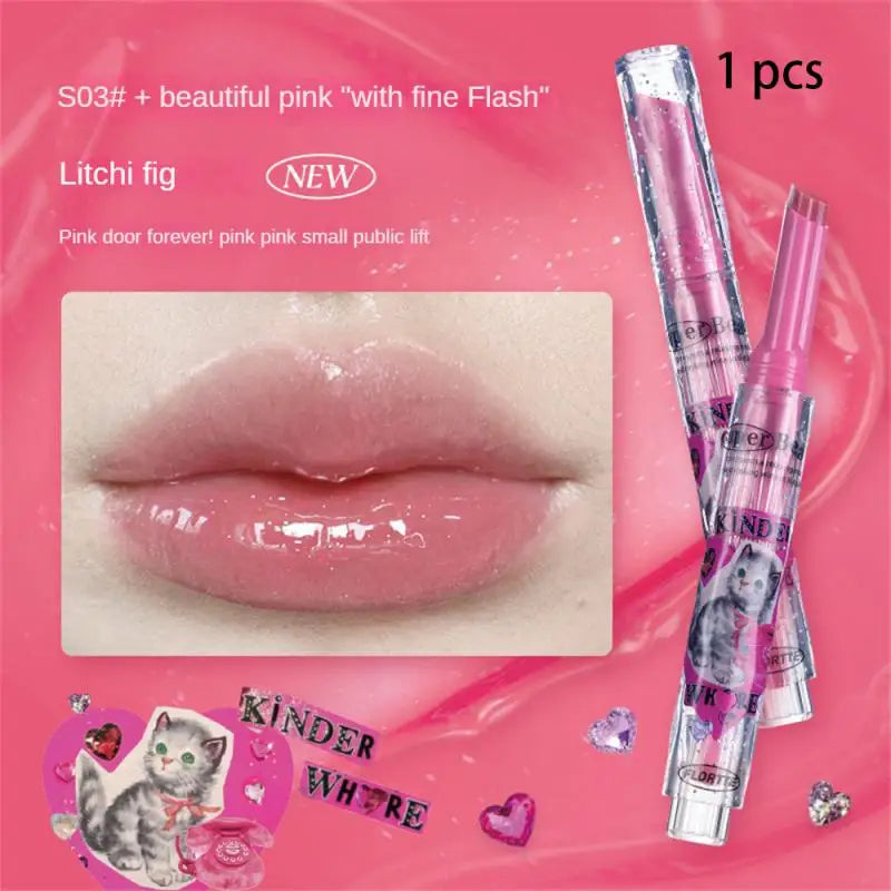 FLORTTE Love Shape Lipstick Flower Jelly Water Lip Gloss Clear Light Hydrating Lip Tint Non-stick Cup Korea Cosmetic