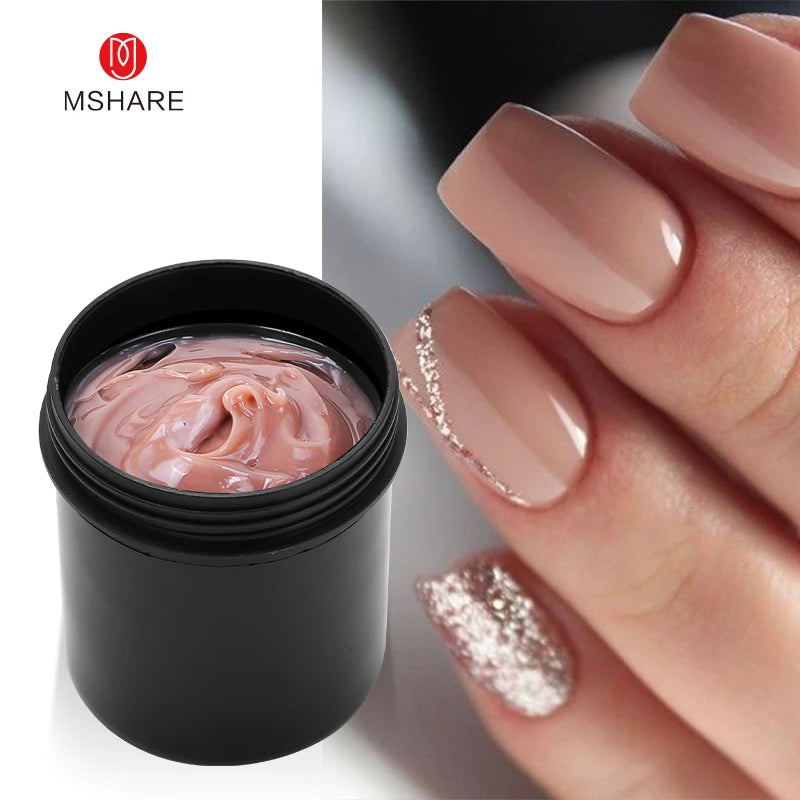 MSHARE 250g Natural Nude Translucent Hard Builder Jelly Gel Not Flow Nail Extension Stretching Construction Repair Broken