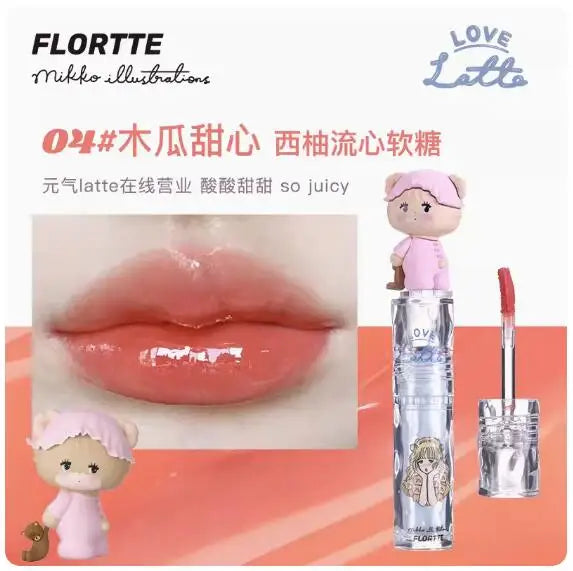 FLORTTE&MIKKO Mirror Lip Glaze Waterproof Translucent Lipstick Korean Makeup Lipgloss Lip Plumper Gloss, Moisturizing Lip Oil