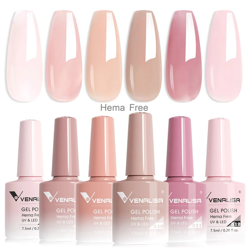 Rose Rubber Base Venalisa Nail Gel Polish Set