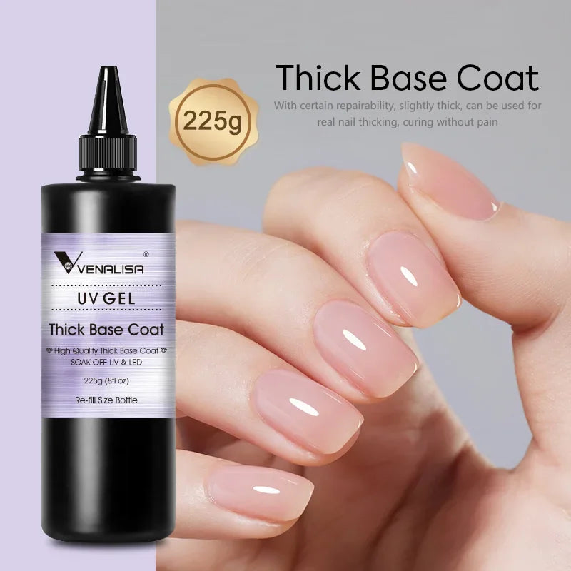 Venalisa Brand 225g Super Quality Nail Art Soak Off UV/LED No Wipe Top Coat Base Coat Without Sticky Layer Tempered TopCoat