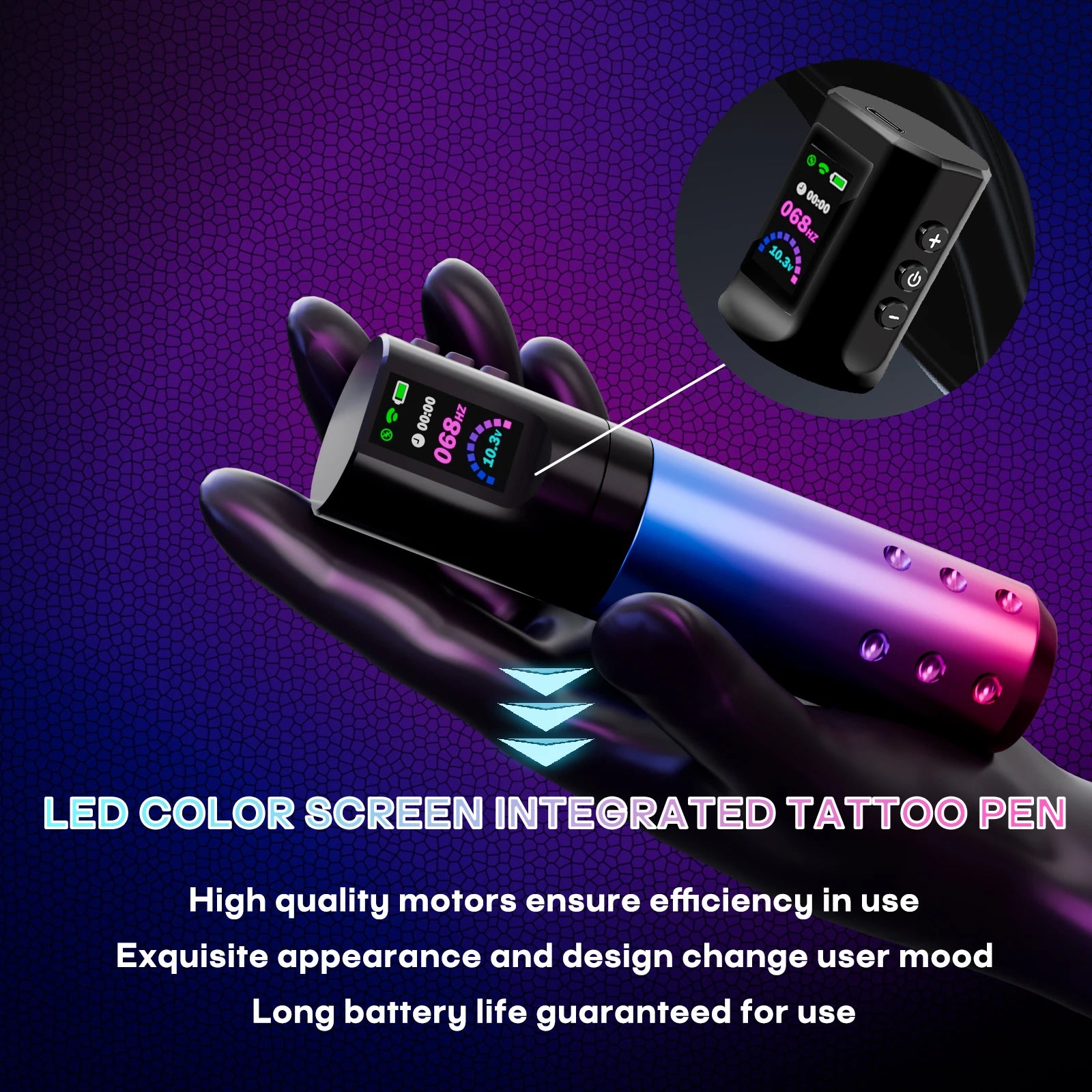 Tattoo Kit POSEIDON Gradient Tattoo Pen Kit For Permanent Makeup Tattoo Machine Kit Wireless Tattoo Power Supply Tattoo Gun Kit