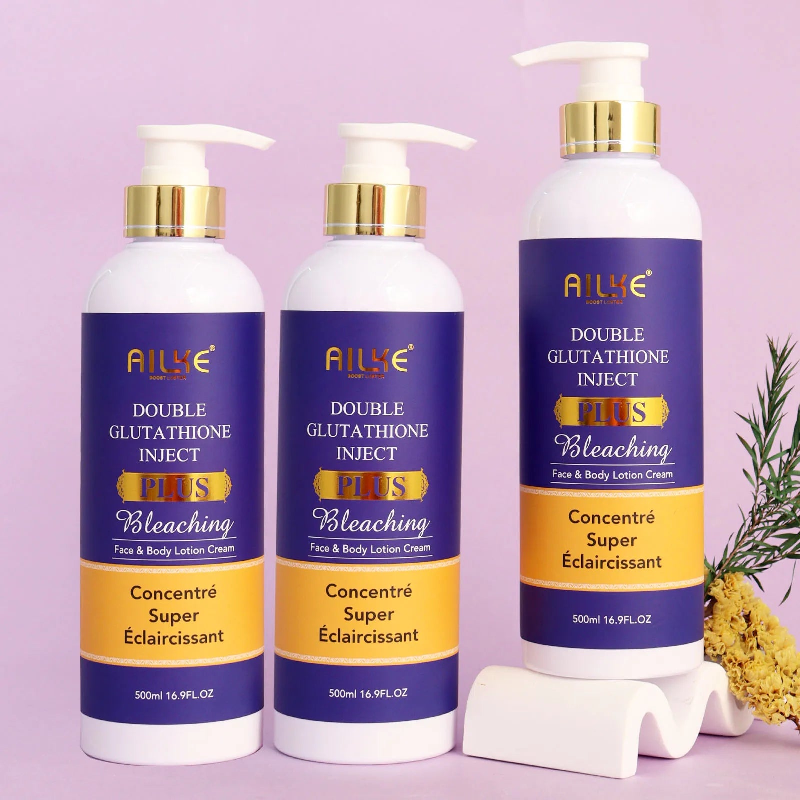 AILKE Double Glutathione PLUS Skin Care, Lighten, Cleaning, Dark Spot Corrector, Moisturizer, Even Skin Toen, Fast Result