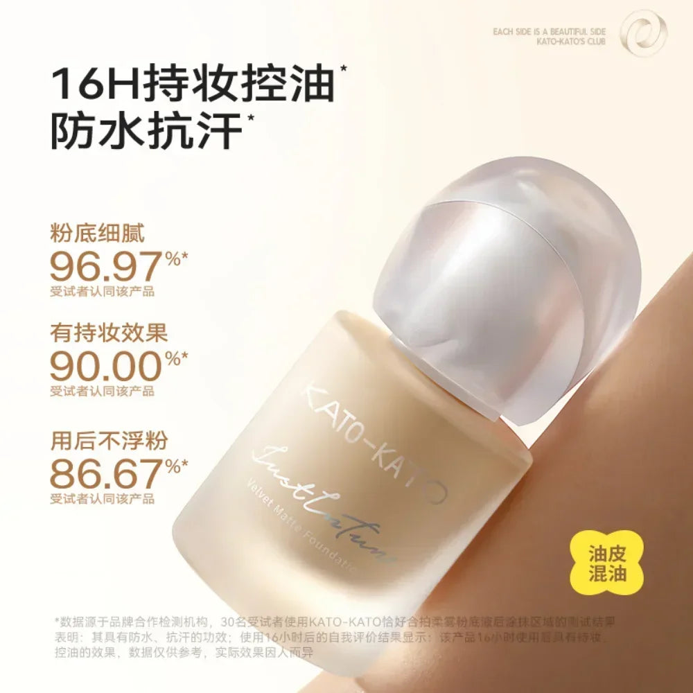 KATO Velvet Matte Foundation Concealer Moisturizing Clear Long-lasting Oil-control Invisible Pores Waterproof Makeup Cosmetics