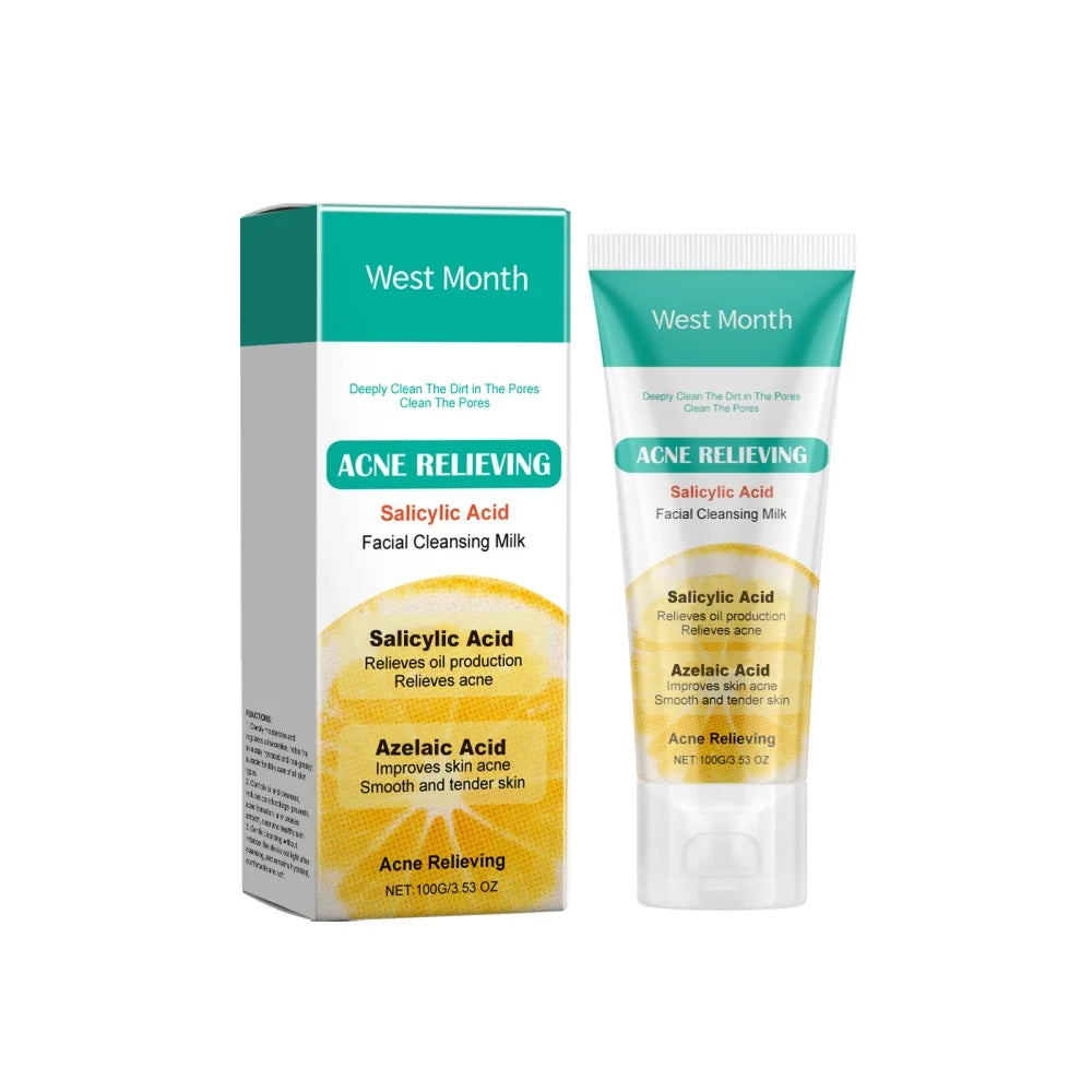 Salicylic acid facial cleanser for acne removal, cleansing, moisturizing, purifying pores, oil control, refreshing skincare