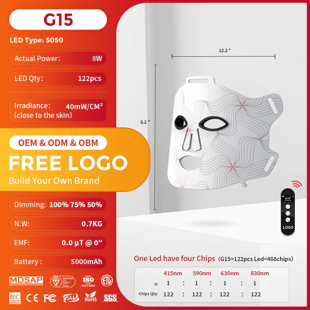 LED Light Therapy Mask Near Infrared and Red Light Therapy