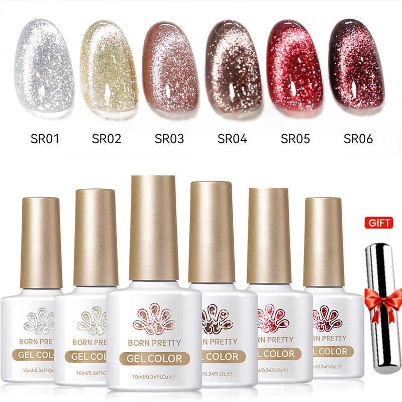 BORN PRETTY 6PCS Gel Polish Set 9D Polaris Cat Magnetic Soak Off UV LED Polish DIY Nail Art Manicure Varnish Base Top Coat