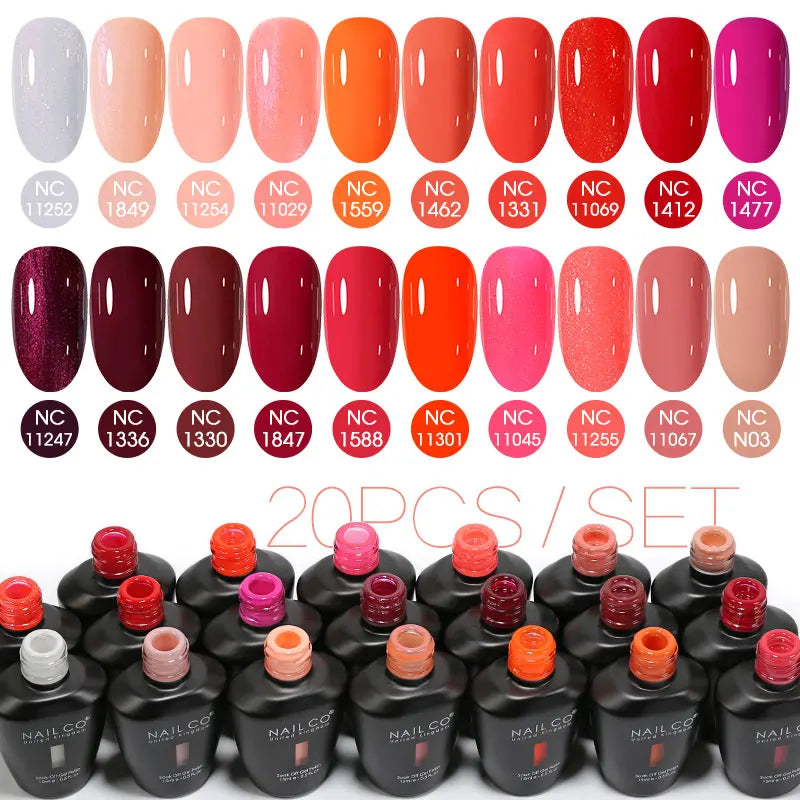 NAILCO 20/30Pcs Fluorescent Color Gel Nail Polish Set Semi Permanent UV LED Varnish Nail Art Design Soak Off Nail Gel Set 15ml