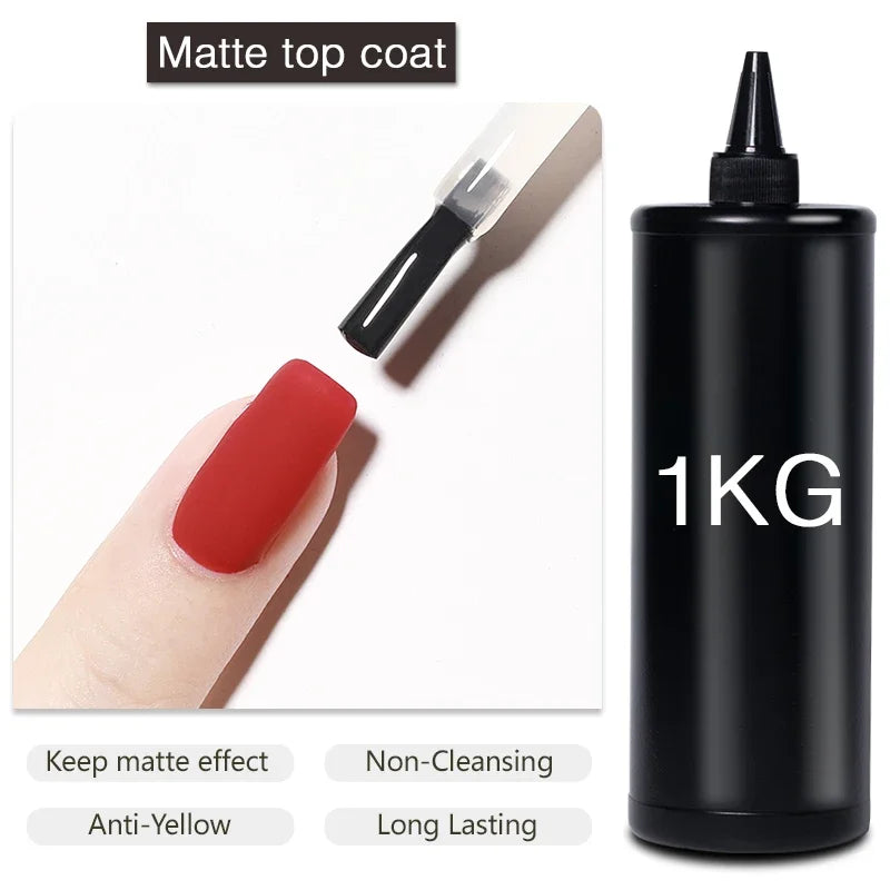 BOZLIN 1KG Super Shinny Top Coat UV Base Gel Polish Matte Top Coat Reinforce Gel Long Lasting Shinning Soak Off Nail Art Varnish