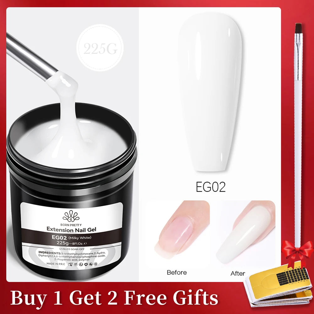 BORN PRETTY 250g Clear Nude 2 In 1 Rubber Base Gel Functions Gel and Color Gel Self-leveling Gel Protecting Natural Nails