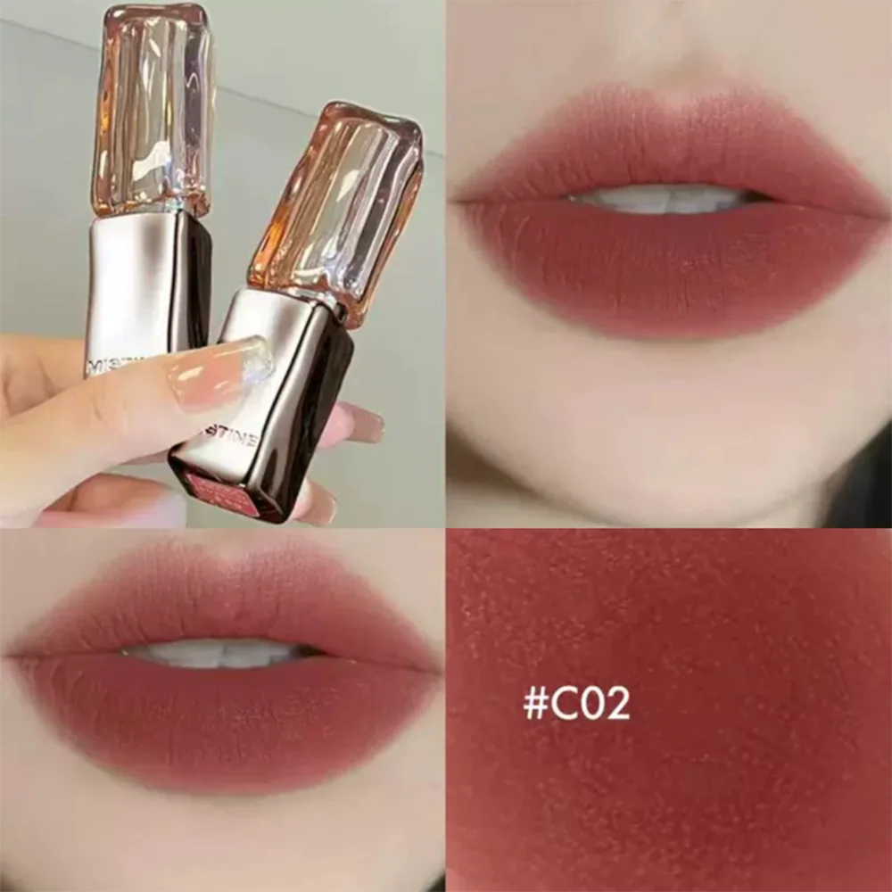 MISTINE Long-Lasting Lipstick Non-Transfer Coffee Ice Lipstick Glossy Liquid Lip Gloss Matte Red Brown Lip Color