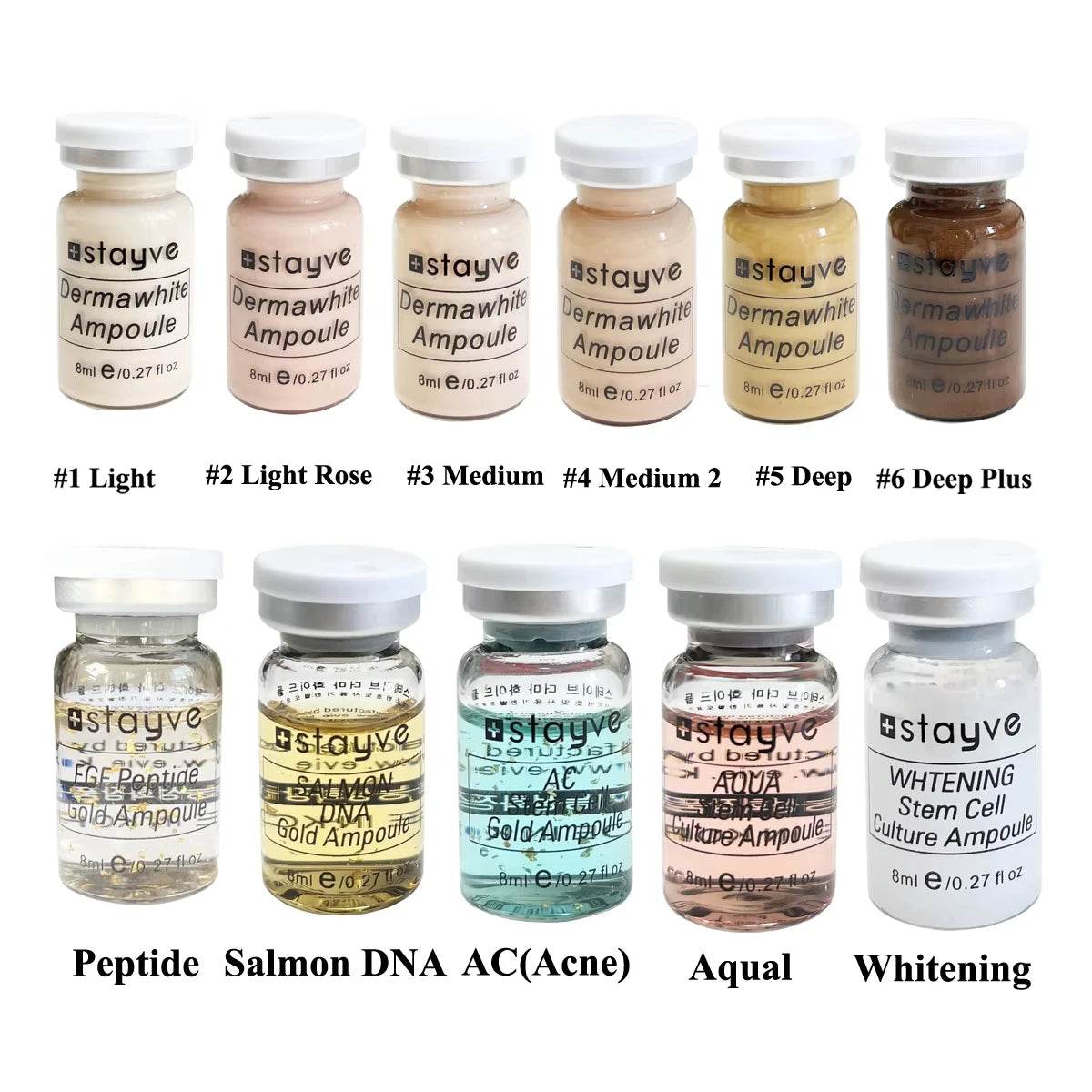 NEW Derma white BB Cream Glow Serum Ampoule add foundation niacinamide/peptide for effective brightening anti-aging 12pcs 8ml