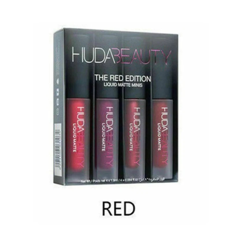 1.9ml x 4pcs Lipstick Set Matte Lip Gloss Waterproof Lip Glaze Tint Non-stick Non-Fading Lips Huda Lip Makeup Cosmetic Lip Care