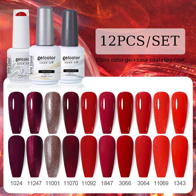 Arte Clavo 10/12/20pcs Gel Nail Polish Set 116 Colors Manicure Semi Permanent Soak Off UV  LED Design Nail Art Gel Varnish Kit